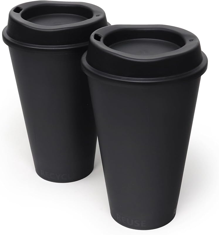 Rolling Sands USA Made 16oz Reusable Coffee Cups with Lids (2 Pk) – Mi