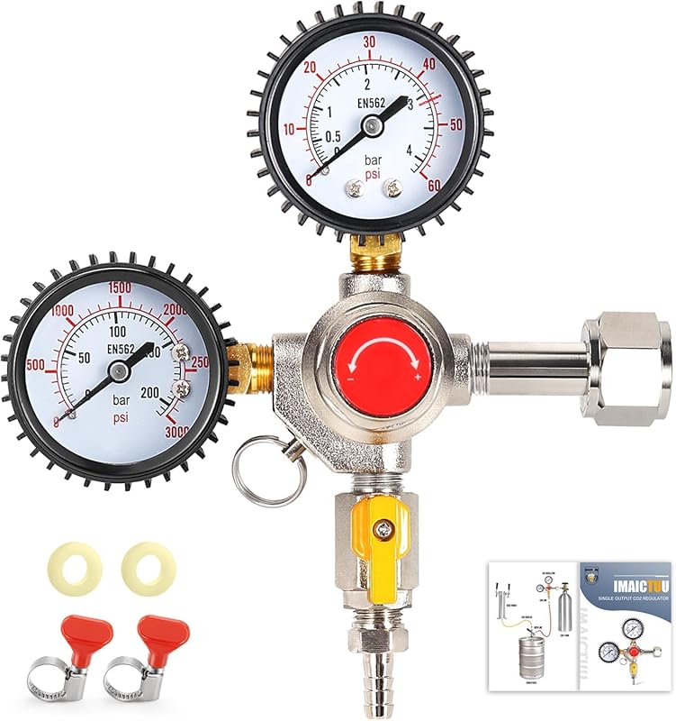 CO2 Kegerator Regulator with 0-55 PSI, CGA-320, for Home Brewing & Dra