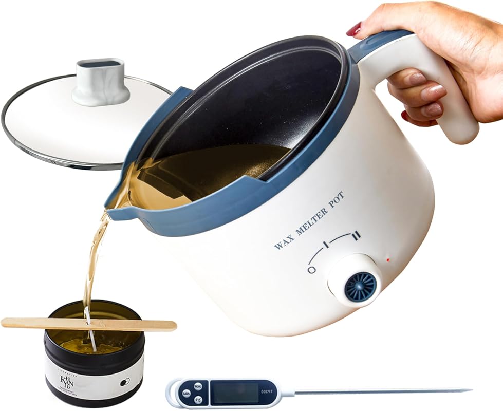 KQU Electric Wax Melting Pot with Thermometer & Spout, Double Boiler S