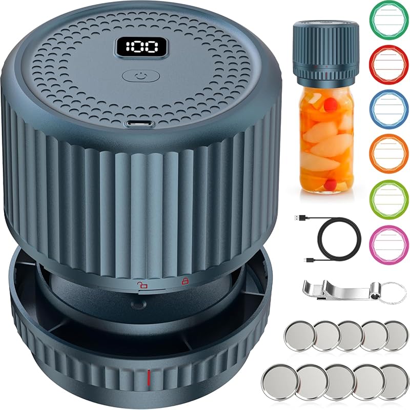 M12 Auto-Stop Electric Mason Jar Vacuum Sealer Kit, Upgraded Portable 