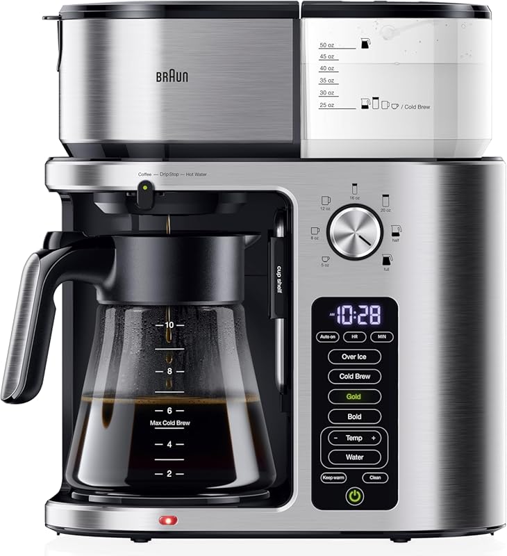 Braun KF9370SI MultiServe Plus 10-Cup Drip Coffee Maker: Hot, Cold & O