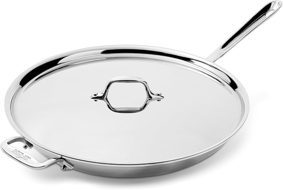 All-Clad D3 14 Inch 3-Ply Stainless Steel Fry Pan, Induction Cooktop, 
