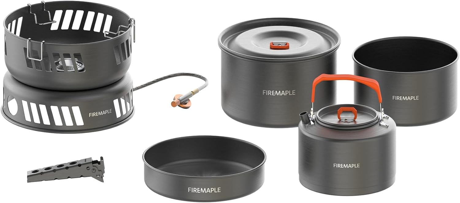 Fire Maple Versatile Outdoor Cooking Set with Gas Stove, Compact Alumi