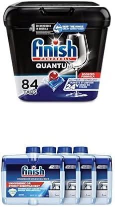 Finish Quantum 84ct Dishwasher Pods & Liquid Cleaner Bundle, 4x8.45 Oz