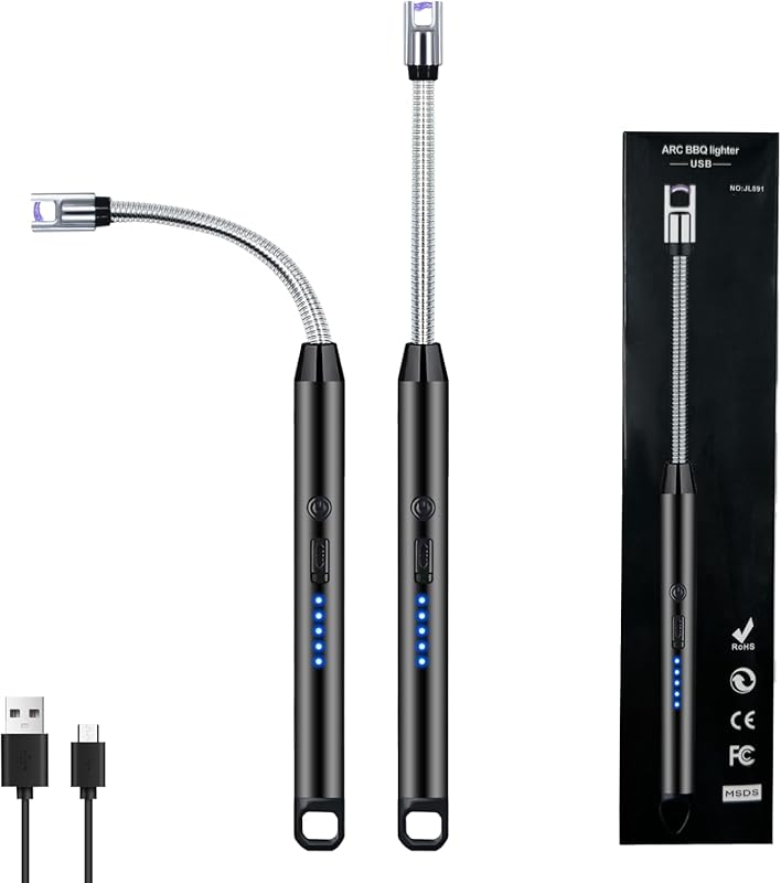 2 Pack Electric Candle Lighters, Windproof Flameless Arc, 360° Flexibl