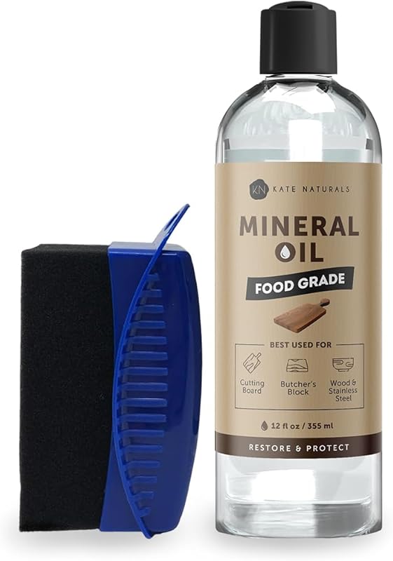 Kate Naturals 12oz Food Grade Mineral Oil with Applicator for Cutting 