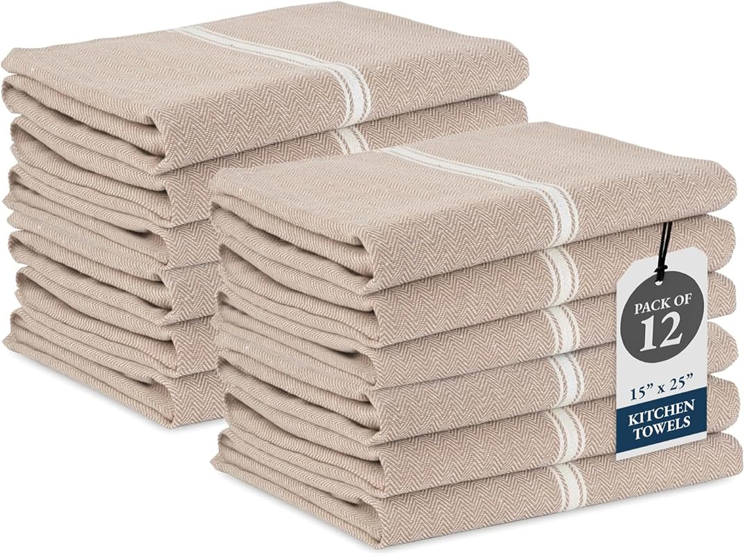 LANE LINEN 100% Pure Cotton Kitchen Dish Towels: Super Absorbent, Soft