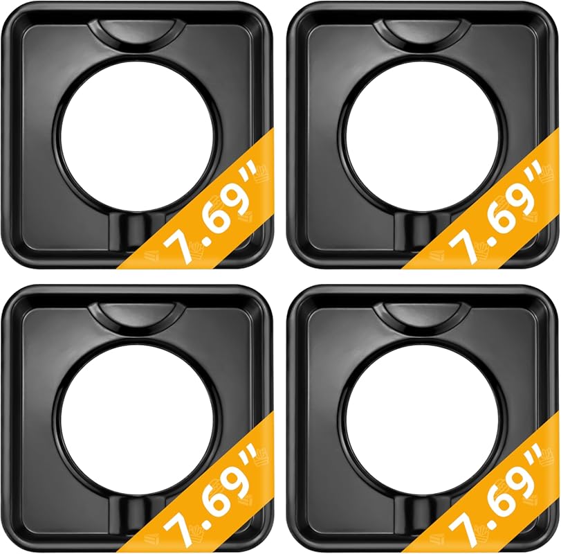 MIFLUS Reusable Black Porcelain Square Gas Range Drip Pans 7.75