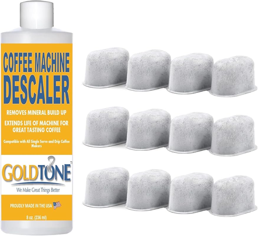 Keurig Compatible Charcoal Water Filters (12) & Coffee Maker Descaler 