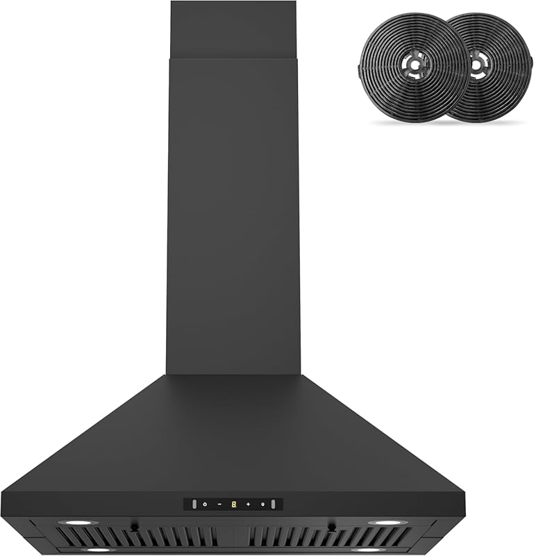 FIREGAS 30 Inch Island Range Hood, 700 CFM, Pyramid Style, Gesture/Tou