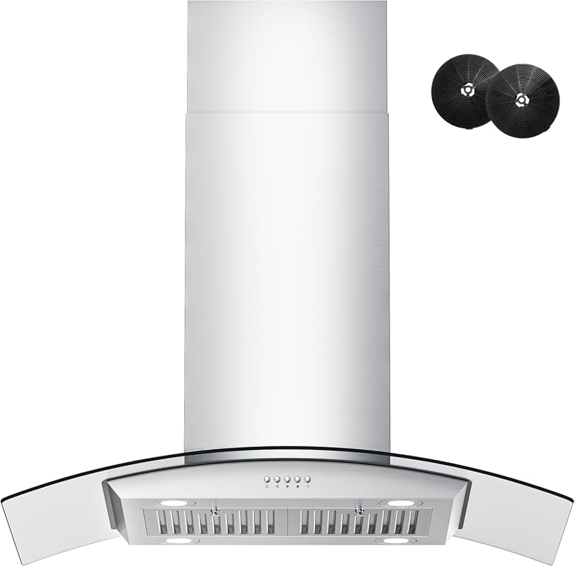 FIREGAS 36" Island Range Hood, 700 CFM Ceiling Mount, Ducted/Ductless 