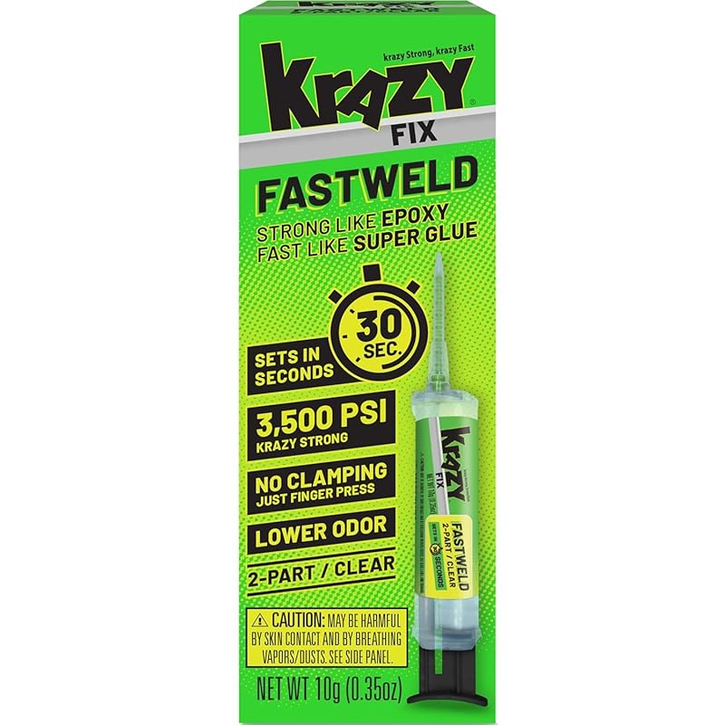 Krazy Fix Fast Weld, 2 Part Clear Epoxy Glue, Permanent Bond, Low Odor