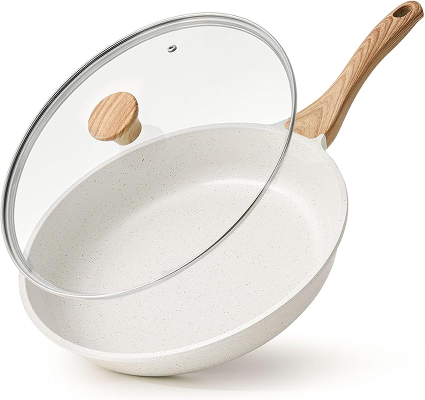 SENSARTE Nonstick Ceramic Frying Pan with Lid, PFAS/PTFE Free Omelet S