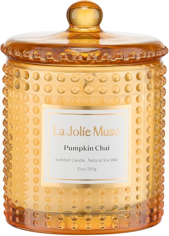 LA JOLIE MUSE Pumpkin Chai Scented Candle, Spicy Chai & Vanilla, 10 oz