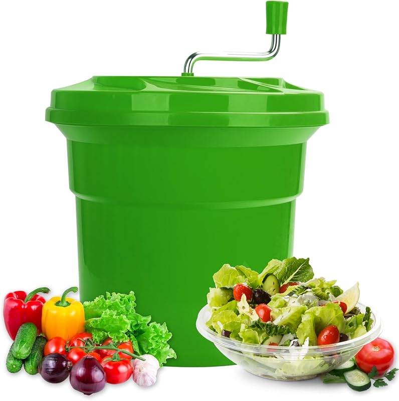 5 Gallon Commercial Manual Salad Spinner Dryer, Heavy-Duty Vegetable W