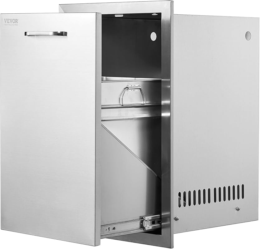 VEVOR Stainless Steel Pull-Out Outdoor Kitchen Trash & Propane Tank Dr