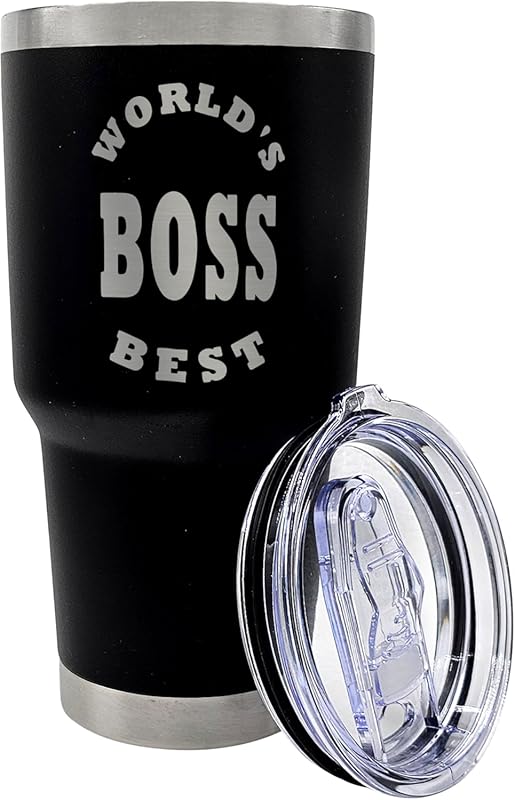 Palm City Products Premium World's Best Boss 30oz Black Tumbler with S
