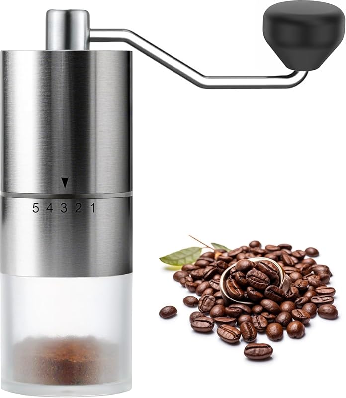 Portable Manual Coffee Grinder: Ceramic Conical Burr, 5 Adjustable Set