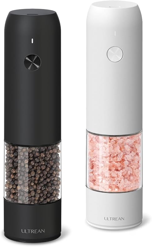 Ultrean Rechargeable Electric Salt and Pepper Grinder Set, Automatic w
