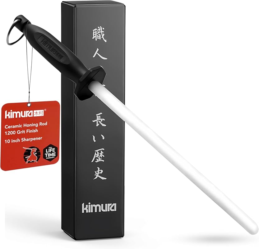Kimura Professional Ceramic Honing Rod, 10-Inch 1200 Grit Knife Sharpe