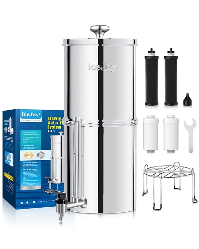 8-Stage Gravity Water Filtration System, 3.0 Gallon Stainless Steel Co