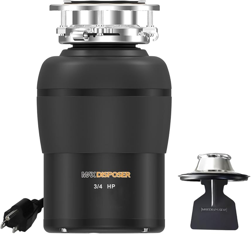 MAX-4 3/4 HP Quiet Continuous Feed Garbage Disposal for Kitchen Sink w