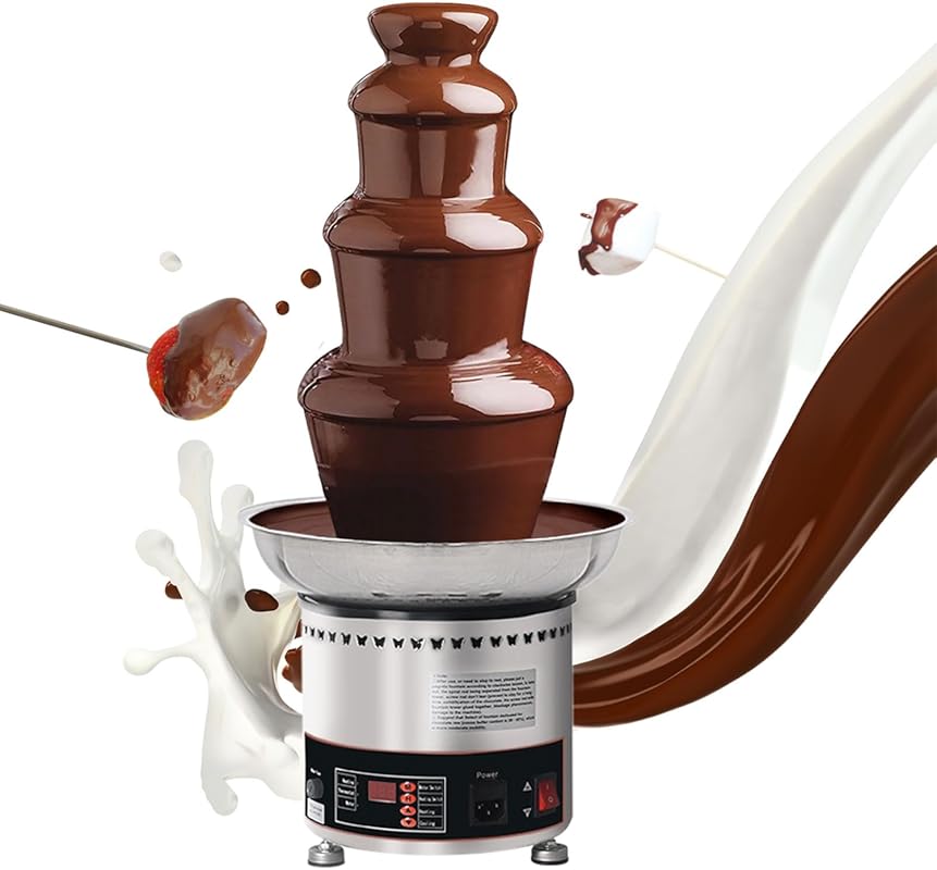 Commercial 4 Tier Electric Chocolate Fondue Fountain Machine, Melts Ch