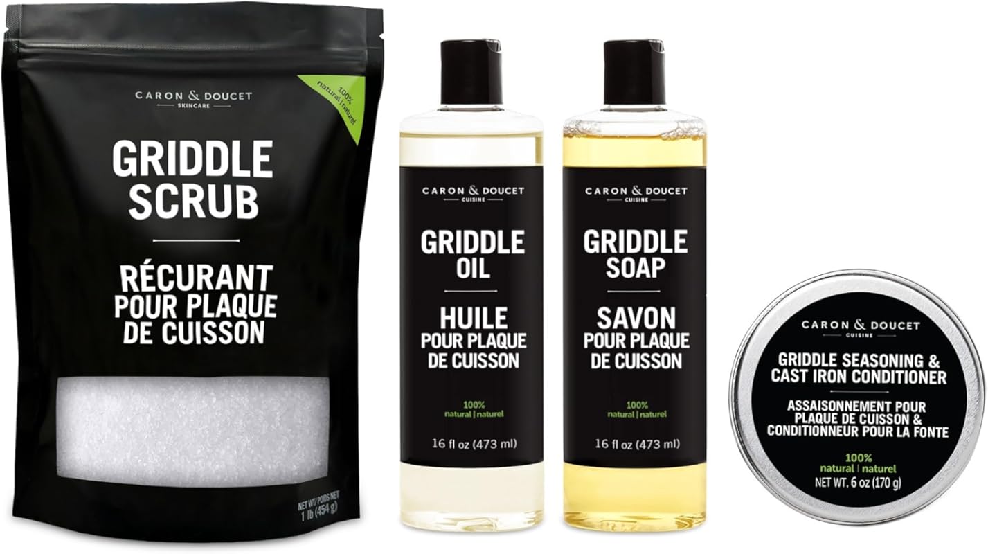 CARON & DOUCET Ultimate Griddle Set: 100% Plant-Based Seasoning, Oil, 