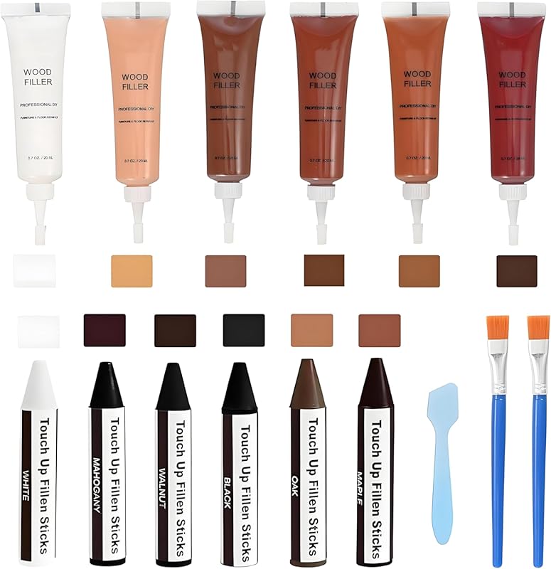 Wood Filler and Wax Fill-Sticks Kit for Furniture Repair