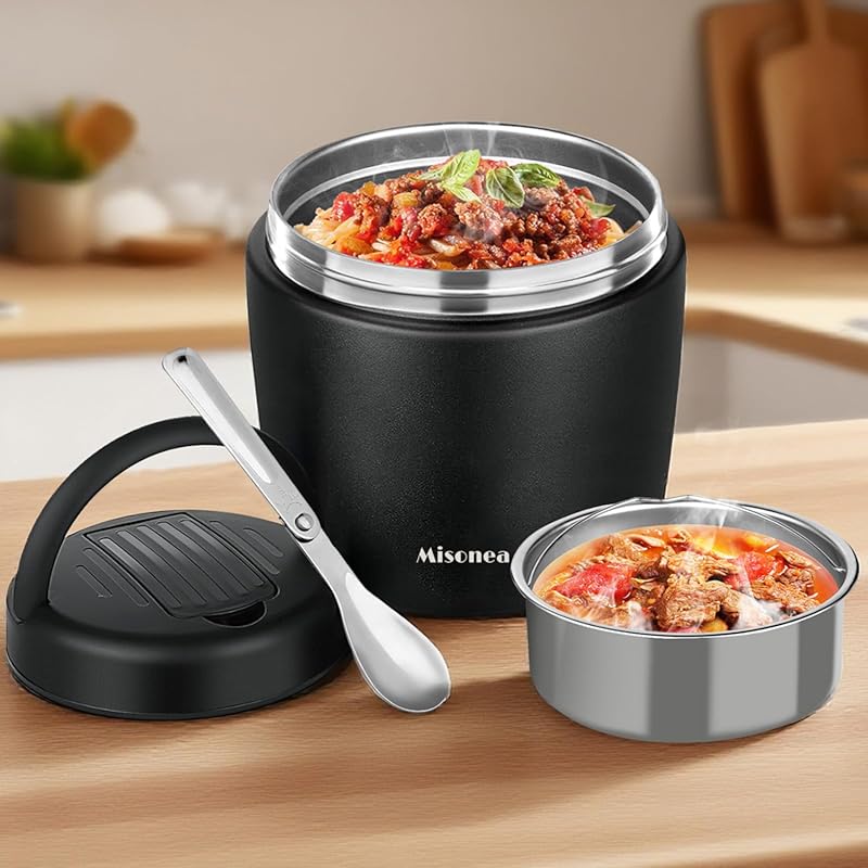40 oz Vacuum Insulated Stainless Steel Food Jar with Spoon, Leakproof 