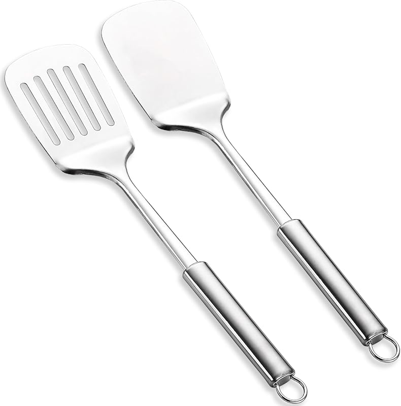 ReaNea Stainless Steel Spatulas Set with Slotted & Solid Turners, Heav
