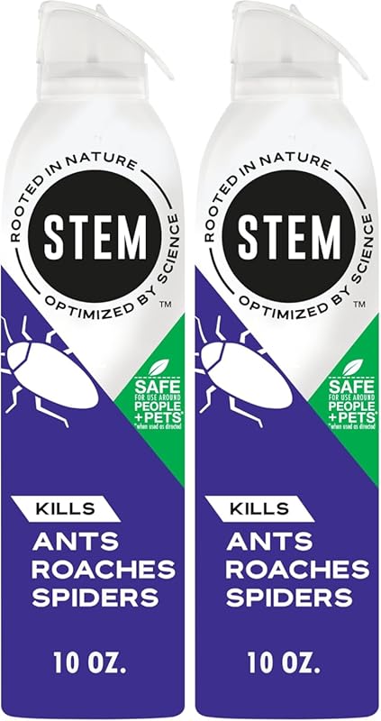 Stem Plant-Based Bug Spray: Kills Ants, Roaches, Spiders; Indoor/Outdo