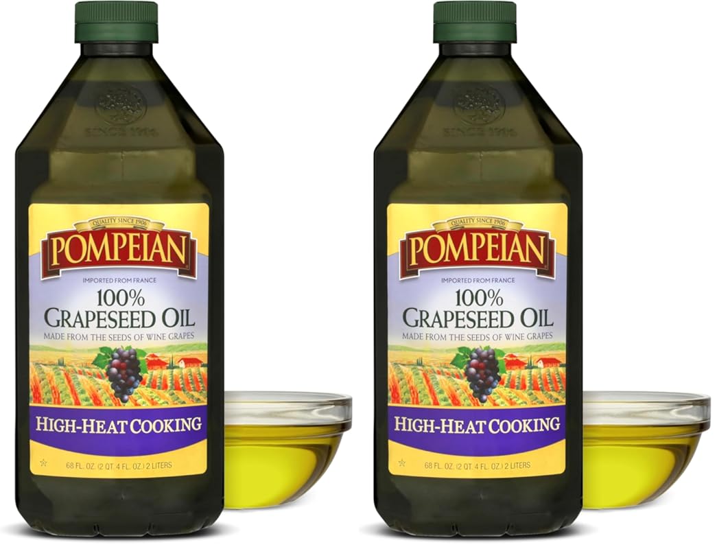 Pompeian 100% Grapeseed Oil for High-Heat Cooking, Frying & Baking (68