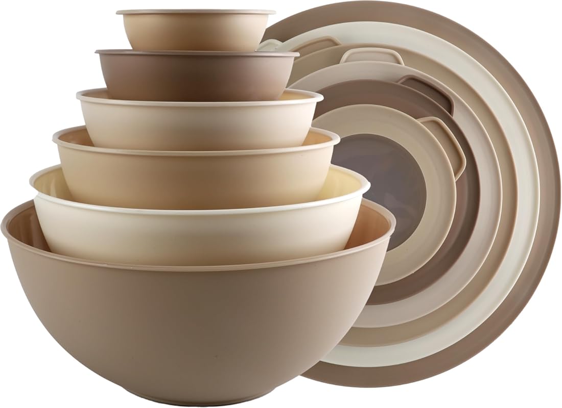 COOK WITH COLOR 12-Piece Plastic Mixing Bowls Set with TPR Lids, Nesti