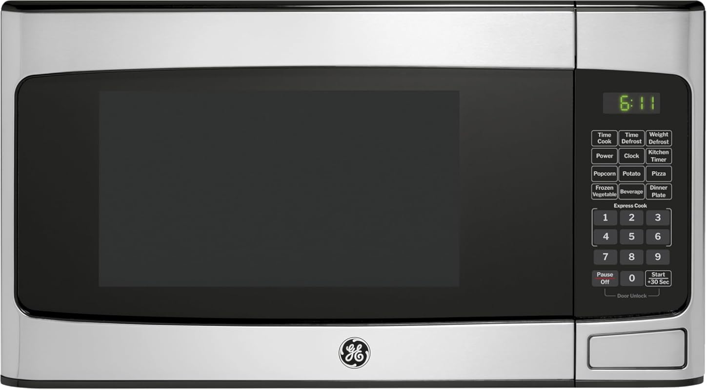 GE Compact 1.1 Cu.Ft. Countertop Microwave Oven with 950W, 6 Auto Cook
