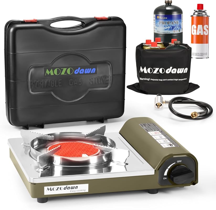 Portable 8000 BTU Dual Fuel Infrared Gas Stove: Windproof Butane & Pro