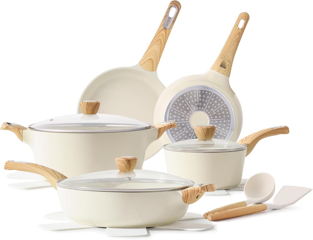 SENSARTE 14 Piece Nonstick Ceramic Cookware Set – Healthy, PFAS/PTFE-F