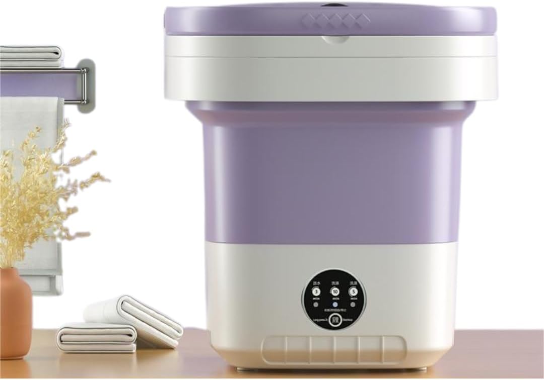 Foldable Portable Mini Washing Machine - 11L Compact Travel Washer wit