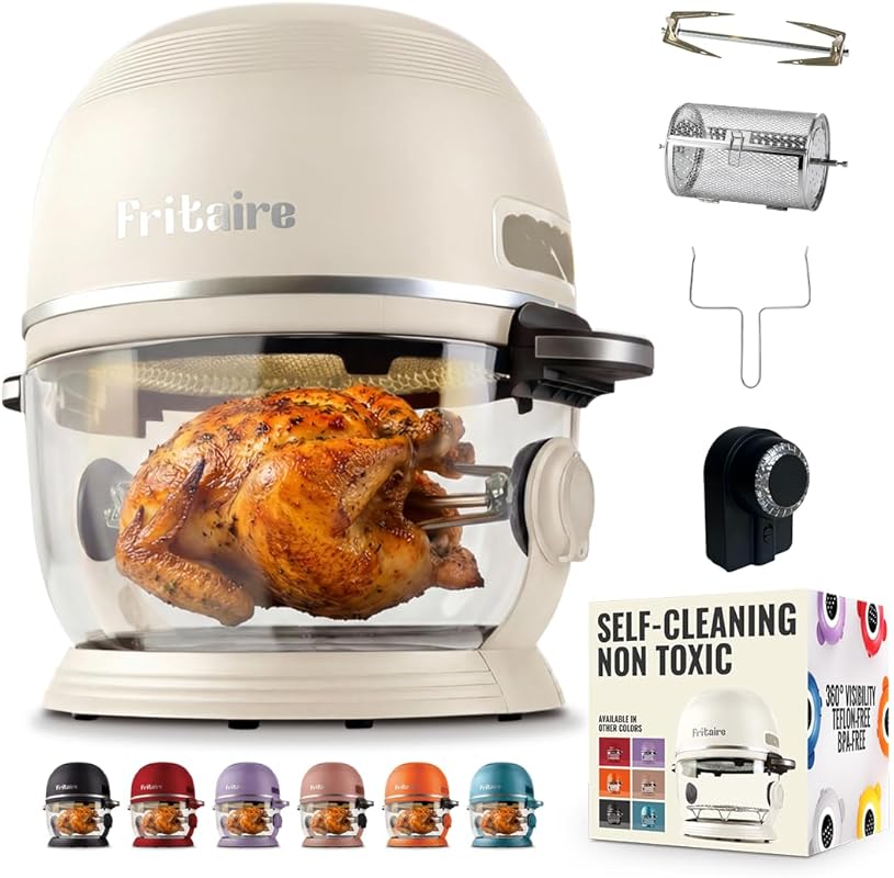 Non Toxic Air Fryer Pro 5 Qt 9-in-1 Glass Air Fryer, Rotisserie, BPA-F