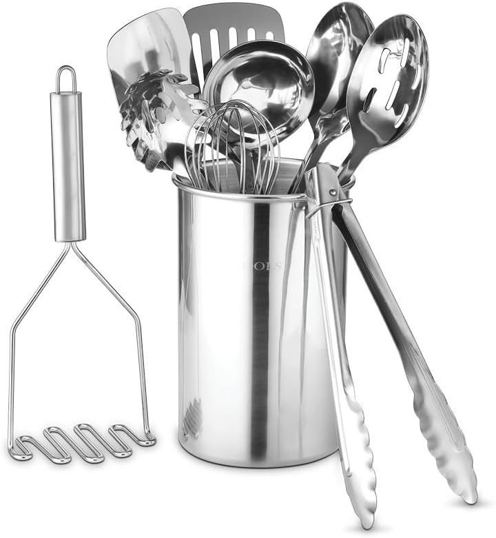 Avador Premium 10-Piece Stainless Steel Kitchen Tool Set with Holder