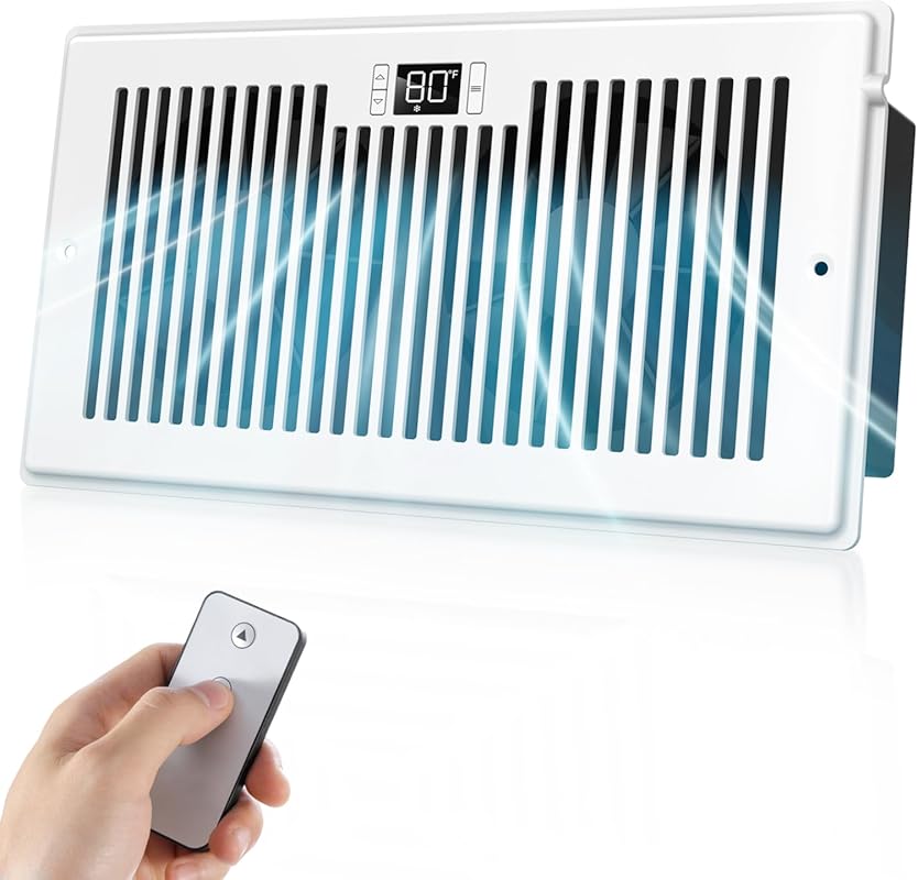 Quiet Smart Register Booster Fan 6x12 Vent, 10-Speed AC Heating Coolin