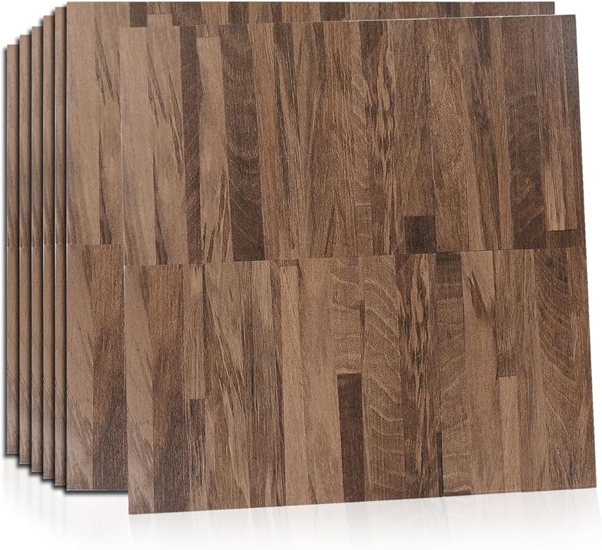 Midcard 10 Piece Natural Oak Adhesive PVC Backsplash Tiles, Peel and S