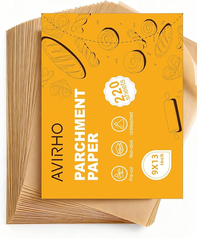 220 Heavy Duty Unbleached Parchment Paper Sheets 9x13, Non-Stick, Non-