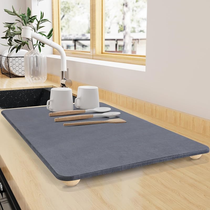 Large Diatomaceous Earth Stone Dish Drying Mat – Quick Dry, Super Abso