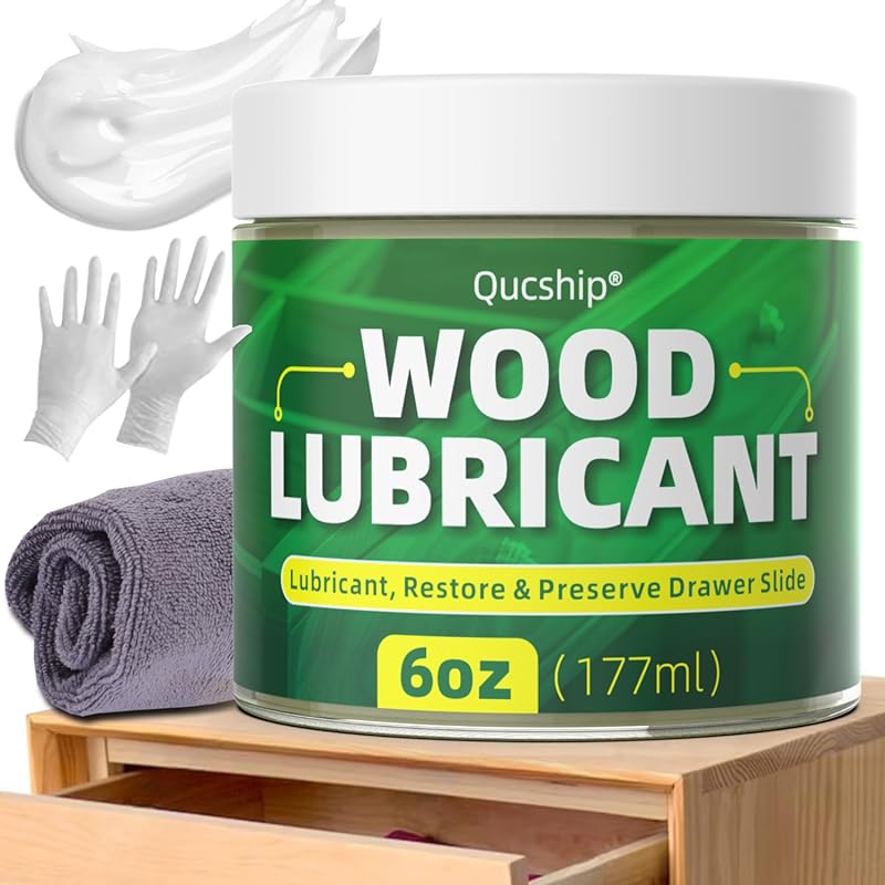 Qucship 6oz Wood Lubricant & Wax Paste for Drawers, Doors, Hinges; Res