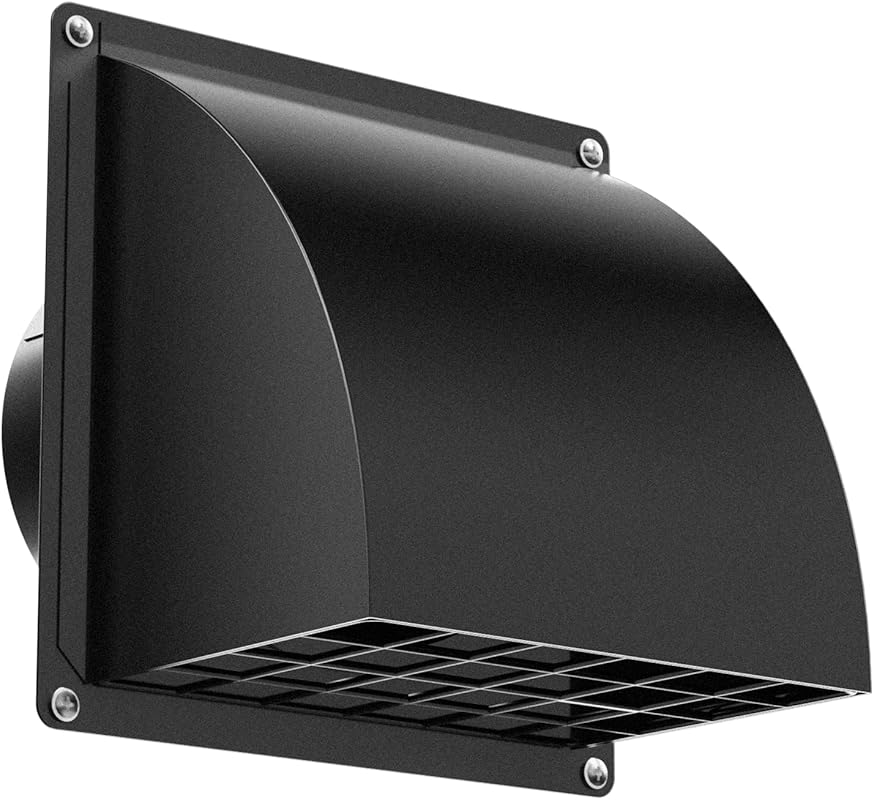 HG Power 4 Inch Metal Exterior Vent Cover, Removable Screen & Flap for