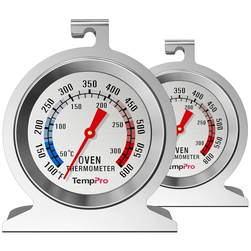 TempPro 2-Pack Analog Oven Thermometer, 431 Stainless Steel Instant Re