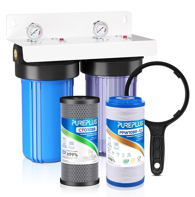 PUREPLUS 2-Stage Whole House Filter System, Iron, Manganese, Chlorine,