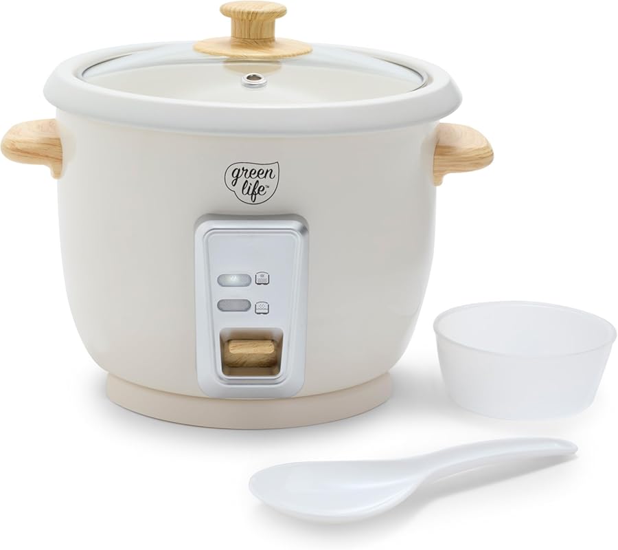GreenLife 6-Cup PFAS-Free Ceramic Nonstick Rice Cooker & Multicooker w