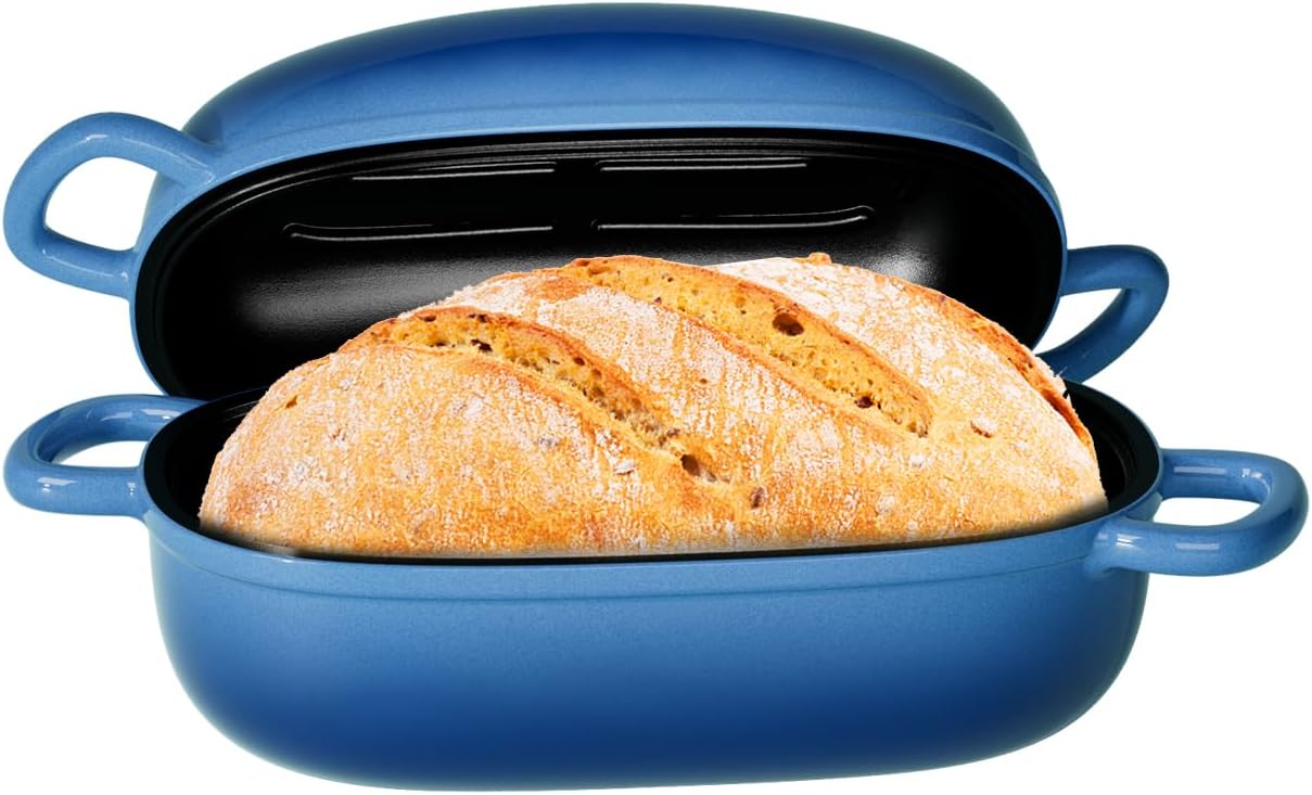 Cast Iron Dutch Oven Loaf Pan with Lid, 9x6 Inch, 2.5QT, Perfect for B